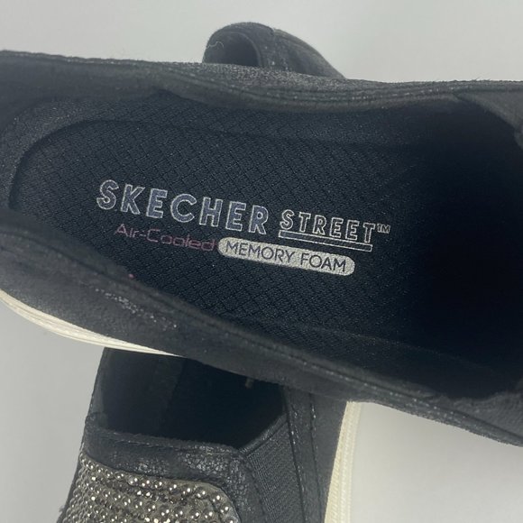 Skechers Shoes Womens 6 Double Up Shiny Dancer 801 Black Casual Slip On Sneaker - Picture 14 of 16